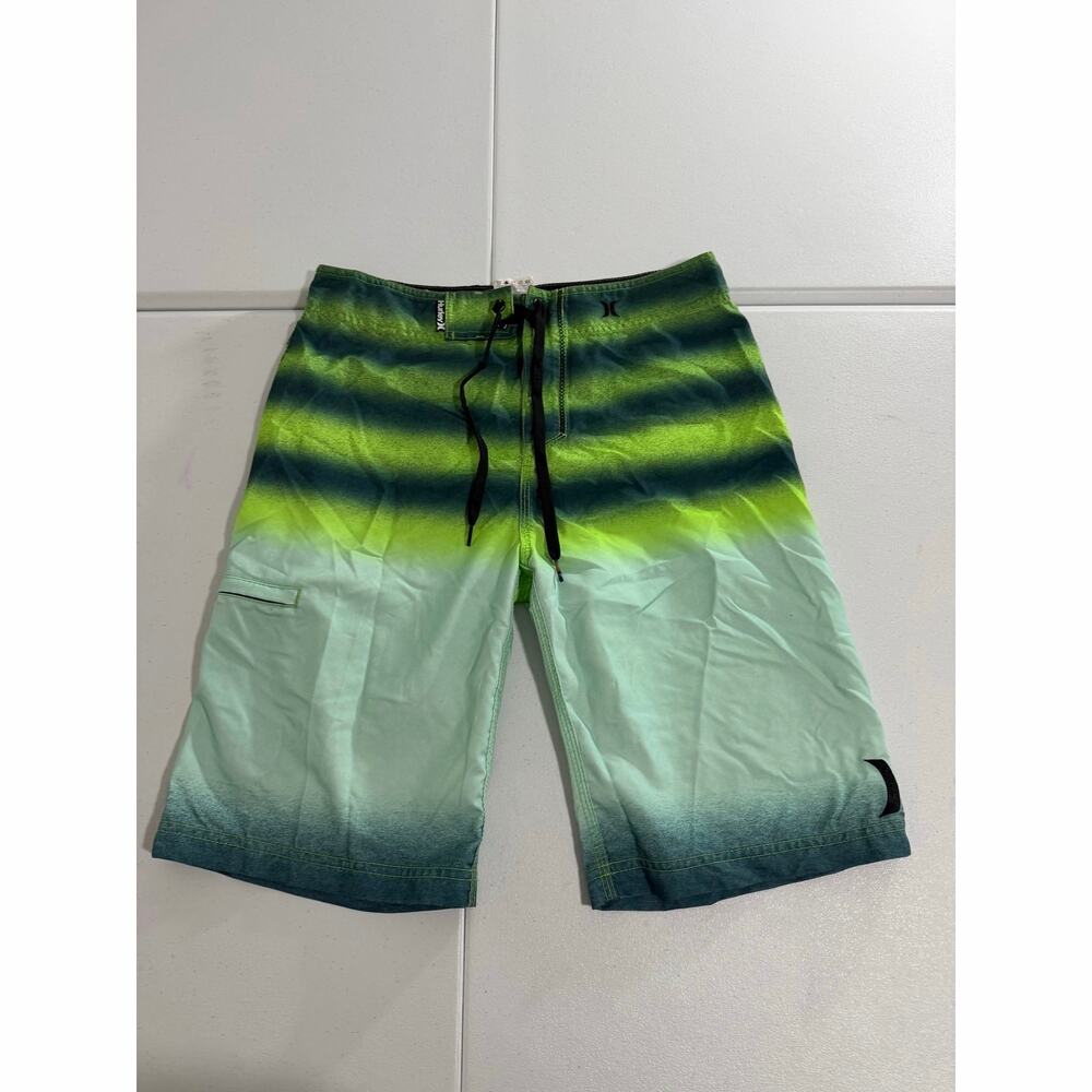 Hurley Mens Board Shorts Size 30 Green Ombre Stripe Swim Trunks Recycled Poly